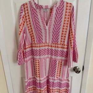 Mud pie pink and orange print coverup MED